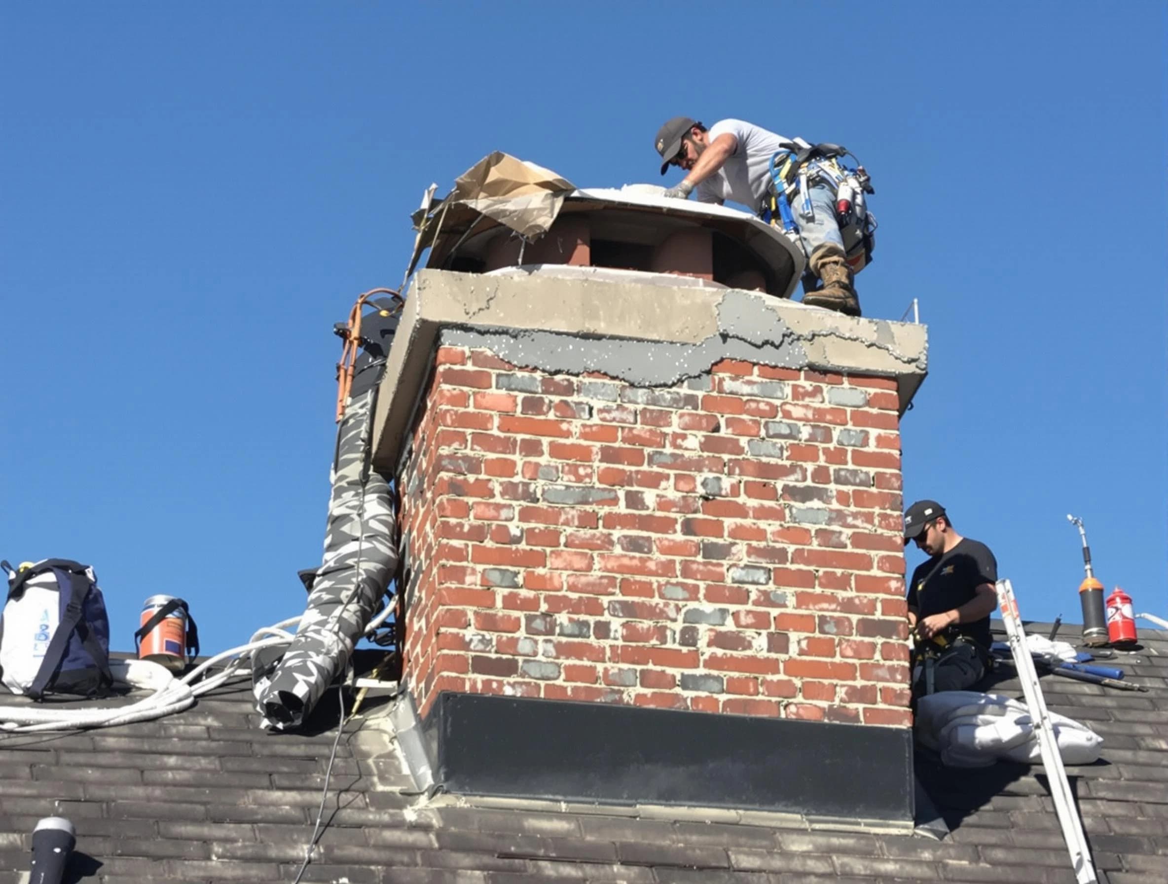 Riverdale Chimney Sweep installing a custom chimney crown in Riverdale, UT