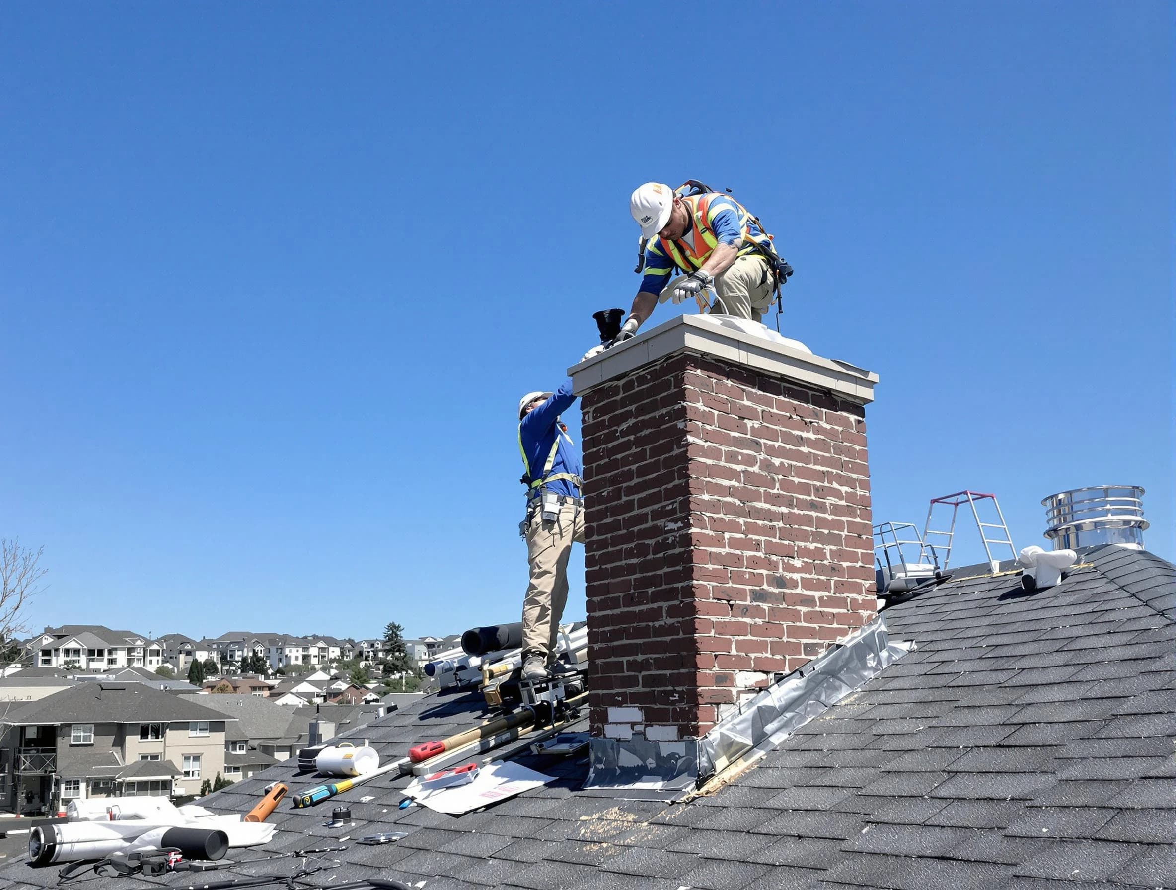 Riverdale Chimney Sweep repairing a chimney crown in Riverdale, UT