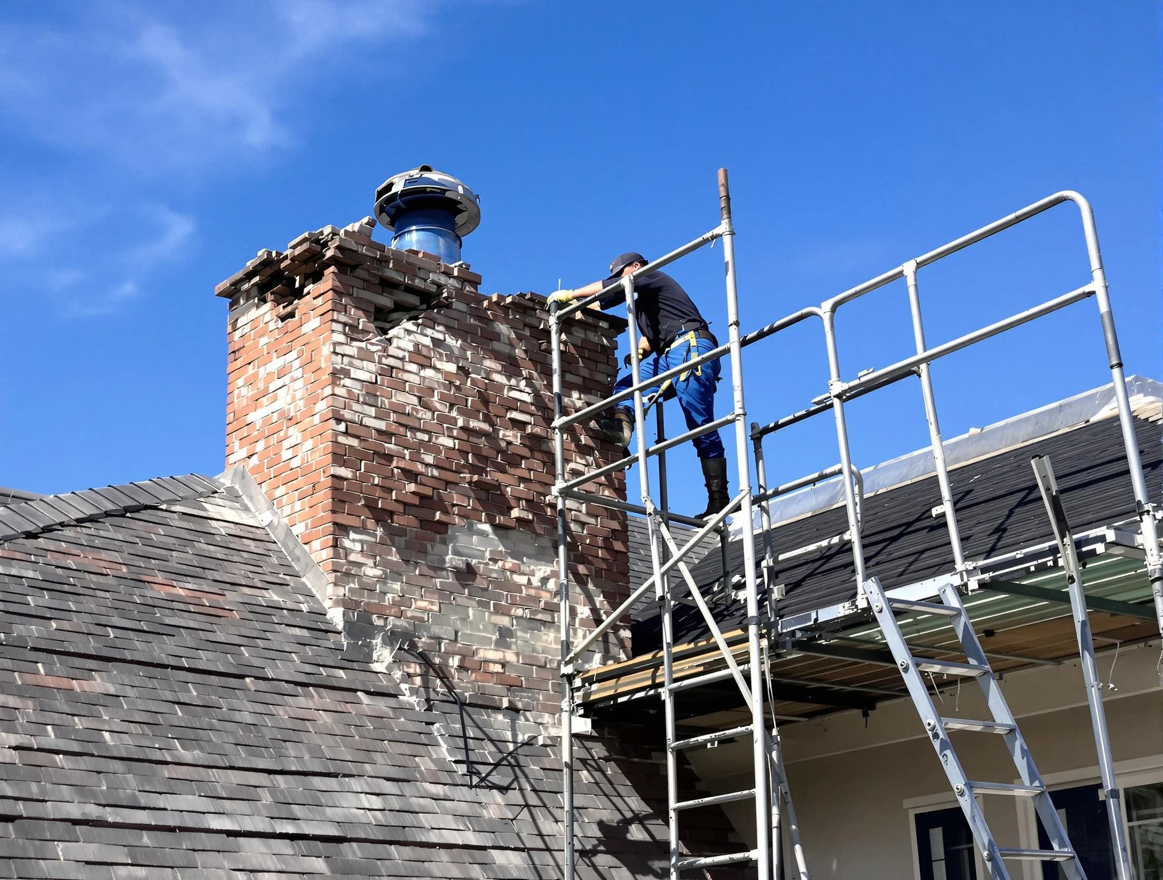 Rebuilding a chimney structure by Riverdale Chimney Sweep in Riverdale, UT