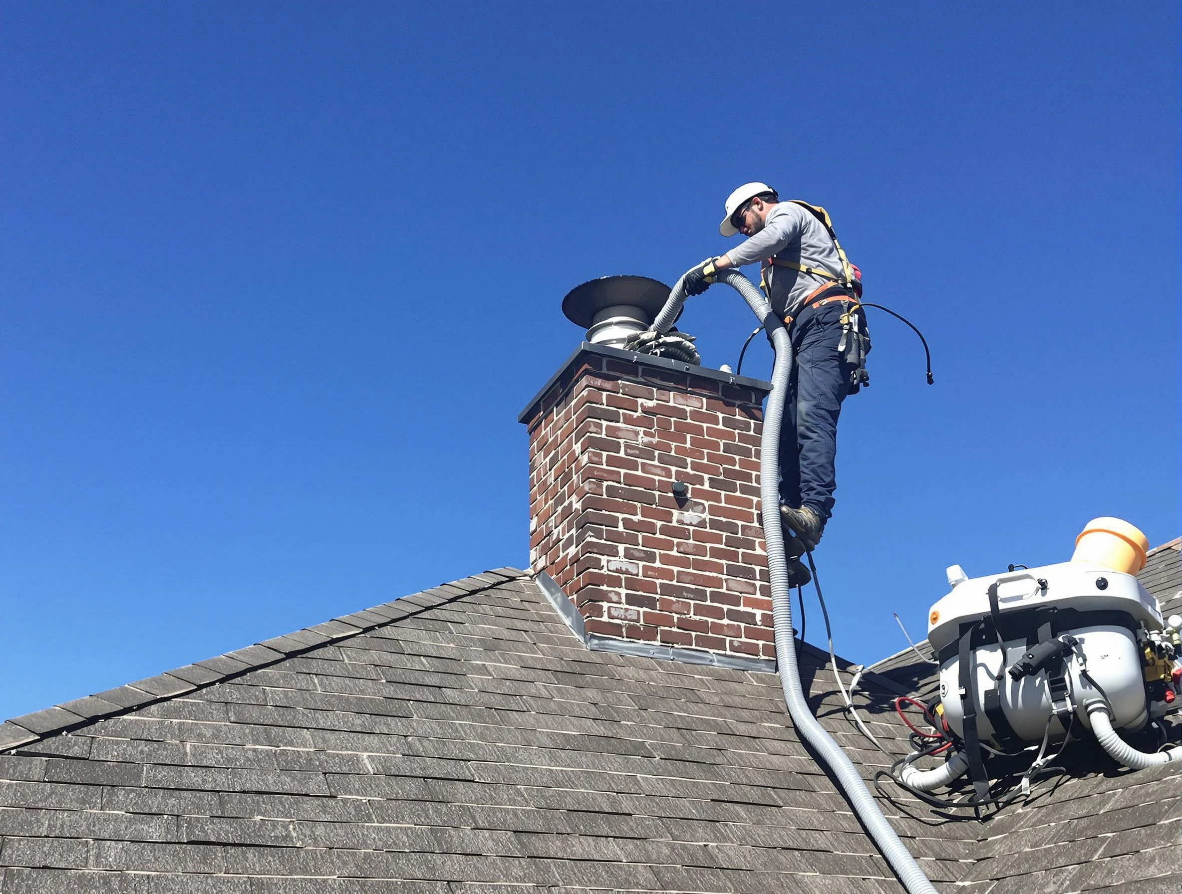 Dedicated Riverdale Chimney Sweep team member cleaning a chimney in Riverdale, UT