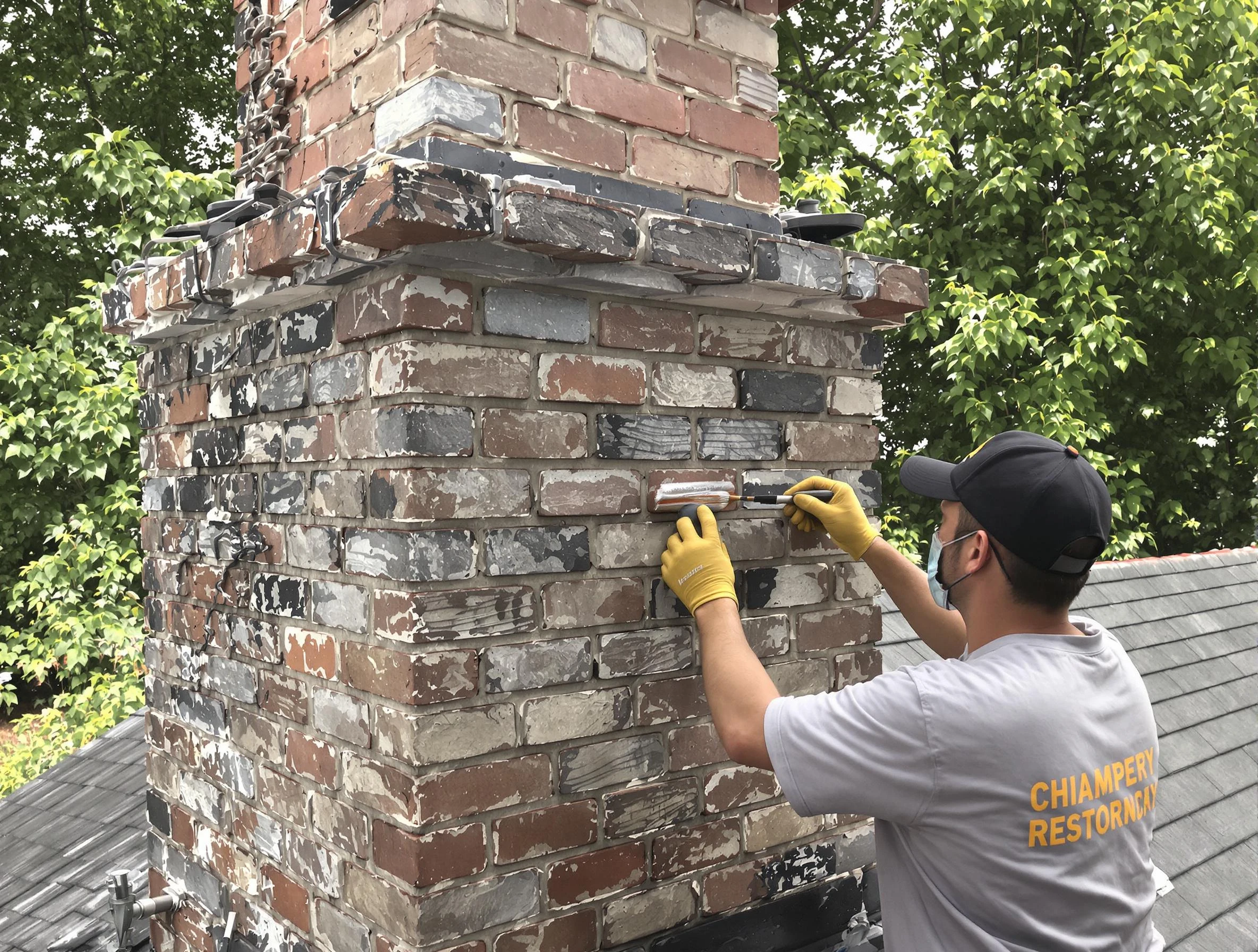 In-progress chimney restoration by Riverdale Chimney Sweep in Riverdale, UT